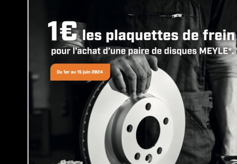Plaquettes de frein à 1€ pour l'achat d'une paire de disques MEYLE du 1er juin au 15 juin 2024